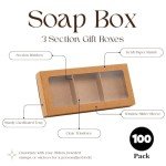 Kraft Soap Boxes with Clear Window - 100 Pack
