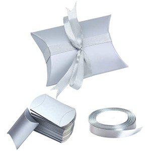 Mini Pillow Candy Boxes with Ribbon - 100 Pack