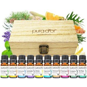 Organic Essential Oils Gift Set in Wood Box