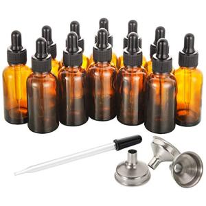 12 Pack Amber Dropper Bottles with Funnels
