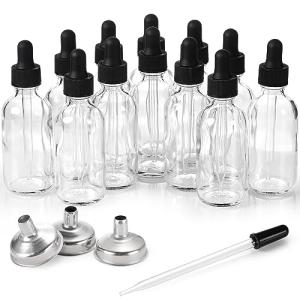 12 Pack Glass Dropper Bottles with Funnels and Labels