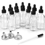 12 Pack Glass Dropper Bottles with Funnels and Labels