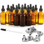 24 Pack Dark Amber Dropper Bottles with Funnels