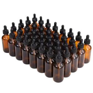 40 Pack 2oz Amber Glass Dropper Bottles