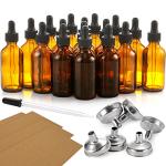 24 Pack Dark Amber Dropper Bottles with Funnels