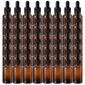 48 Pack Amber Glass Dropper Bottles, 1 oz