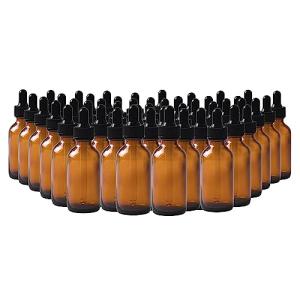 48 Pack Amber Glass Dropper Bottles, 2oz