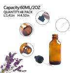 48 Pack Amber Glass Dropper Bottles, 2oz