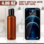 50 Pack Amber Travel Squeeze Bottles with Caps