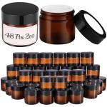 48-Pack Amber Glass Jars with Lids and Labels