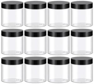 12-Pack Clear Plastic Jars for Handmade Cosmetics