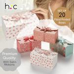 Floral Gift Boxes with Ribbons - 20 Pack