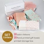 Floral Gift Boxes with Ribbons - 20 Pack