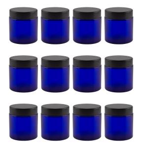 12-Pack of 4 oz Cobalt Blue Glass Jars
