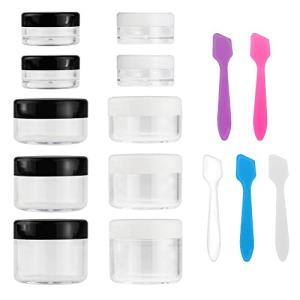 10 Travel Cosmetic Jars with Mini Spatulas