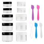 10 Travel Cosmetic Jars with Mini Spatulas