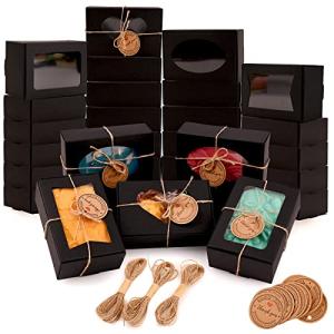 32 Black Soap Boxes with Windows for Gift Packing