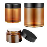 Amber Glass Jars with Lids - 3 Pack