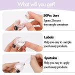 50 Clear Sample Jars with Lids and Labels