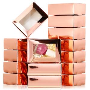 30 Mini Kraft Soap Boxes with Window - Rose Gold
