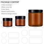 Amber Glass Jars with Lids - 3 Pack