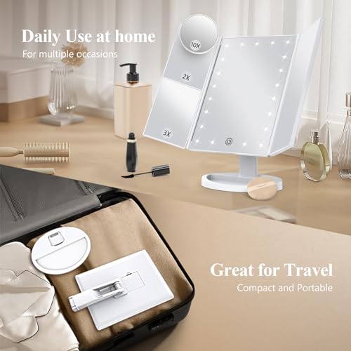 LED Vanity Mirror with Magnification and Touch Control