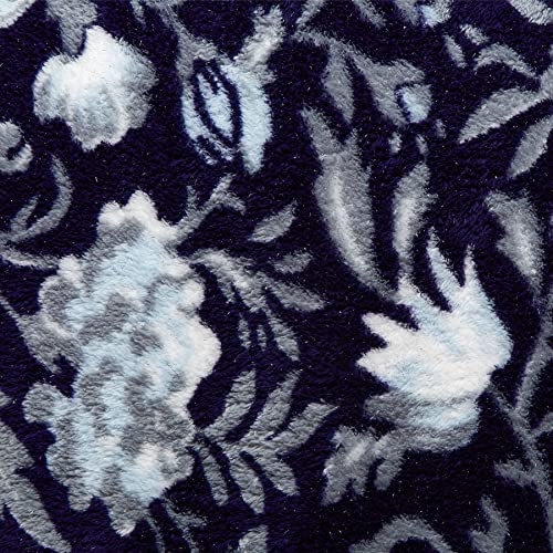 Vera Bradley Women's Fleece Plush Shimmer Throw Blanket, Frosted Lace Navy, 80 X 50