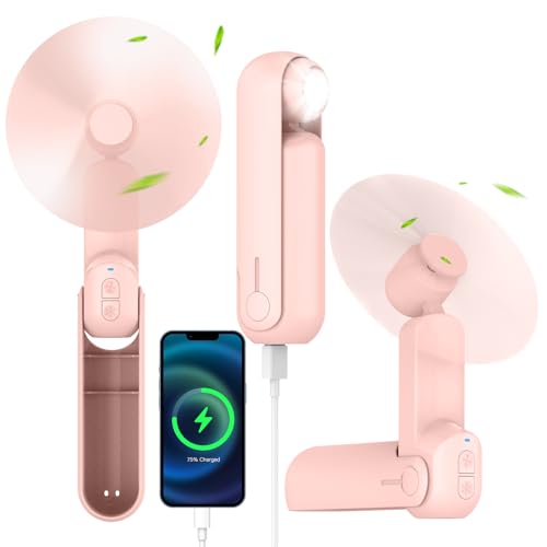4-in-1 Portable Handheld Fan & Light - Pink