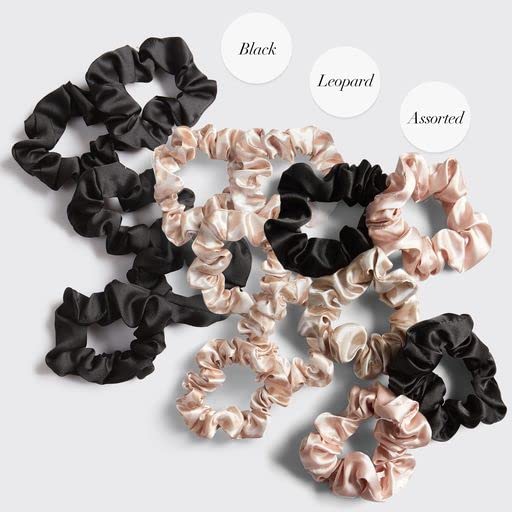 Kitsch Satin Hair Scrunchies for Women - Softer Than Silk Scrunchies for Hair | Satin Scrunchies for Girls | Satin Hair Ties for Women | Silk Hair Ties No Damage | Silk Ponytail Holders, 5 pcs Leopard