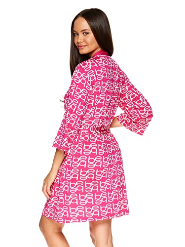 bebe Womens Pajamas 3-Piece Set Logo, Tank Top, Pajama Shorts, and Short Robe Sleepwear Travel Set (Ruby)
