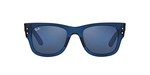 Ray-Ban RB0840S Mega Square Sunglasses, Blue Mirrored