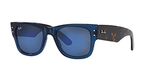 Ray-Ban RB0840S Mega Square Sunglasses, Blue Mirrored