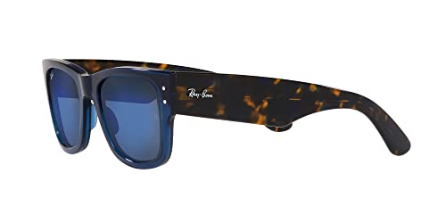 Ray-Ban RB0840S Mega Square Sunglasses, Blue Mirrored