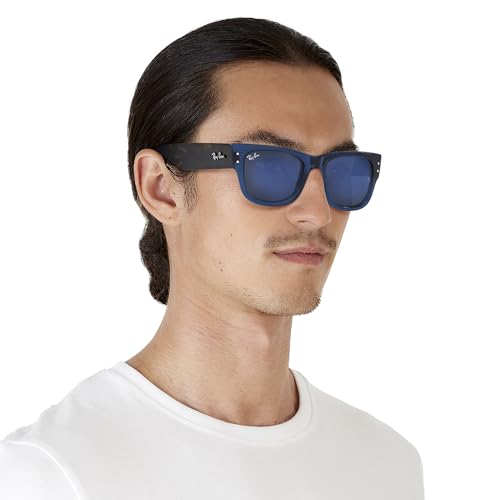 Ray-Ban RB0840S Mega Square Sunglasses, Blue Mirrored