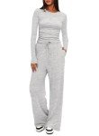 Cozy 2-Piece Lounge Set for Women - Grey/White