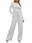 Cozy 2-Piece Lounge Set for Women - Grey/White