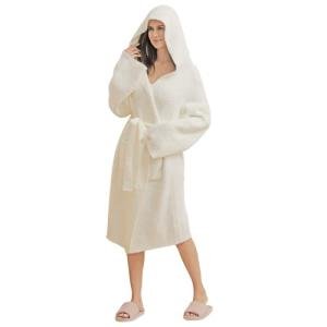 Cozy Lightweight Hooded Plush Bathrobe for Women