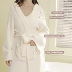 Cozy Lightweight Hooded Plush Bathrobe for Women