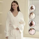 Cozy Lightweight Hooded Plush Bathrobe for Women