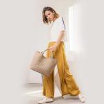 Vegan Leather Woven Tote Bag for Women