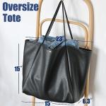 Oversized Black PU Leather Weekender Tote Bag