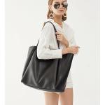 Oversized Black PU Leather Weekender Tote Bag