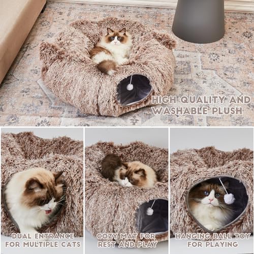 Large Cat Tunnel Bed & Cave Collapsible Plush