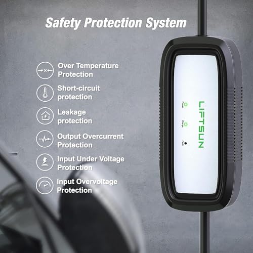 LiftSun Portable Level 1+2 EV Charger with 21ft Cable
