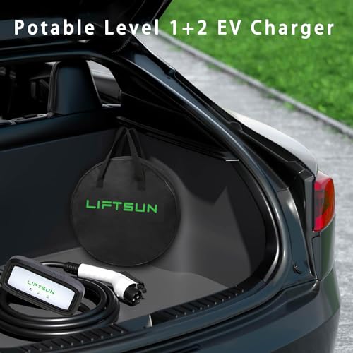 LiftSun Portable Level 1+2 EV Charger with 21ft Cable