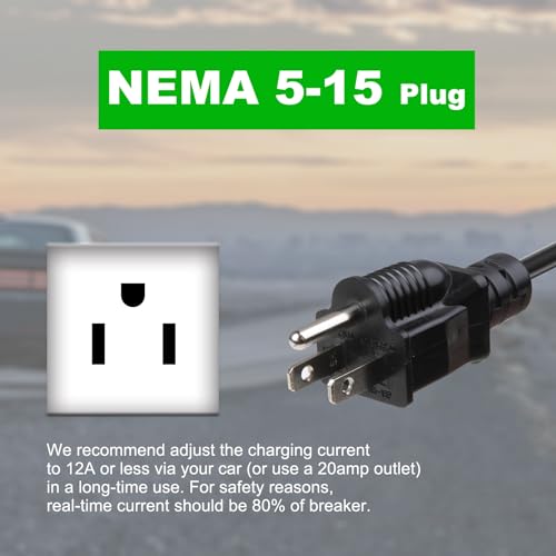 Morec NEMA5-15P EV Charger Cable 15A Portable EVSE