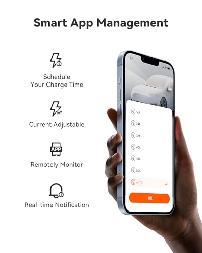 WOLFBOX Smart Home EV Charger, 50Amp 240V, Wi-Fi