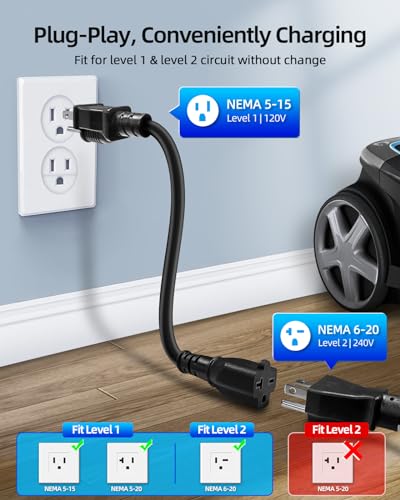 ShockFlo Level 1-2 EV Charger, 16A 110-240V 21ft