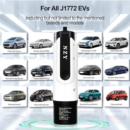 Tesla to J1772 Adapter, 60A, White Color EV Charger