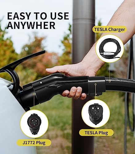 Tesla to J1772 Adapter: 60Amp Amp, Waterproof, Security Lock